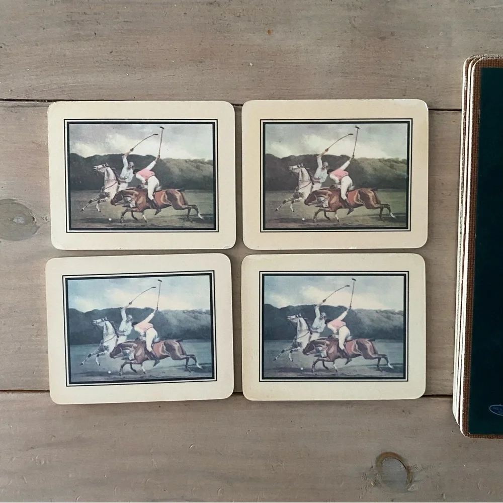 Set of 8 Vintage Polo Players Placemats and Coasters - Picture 14 of 16
